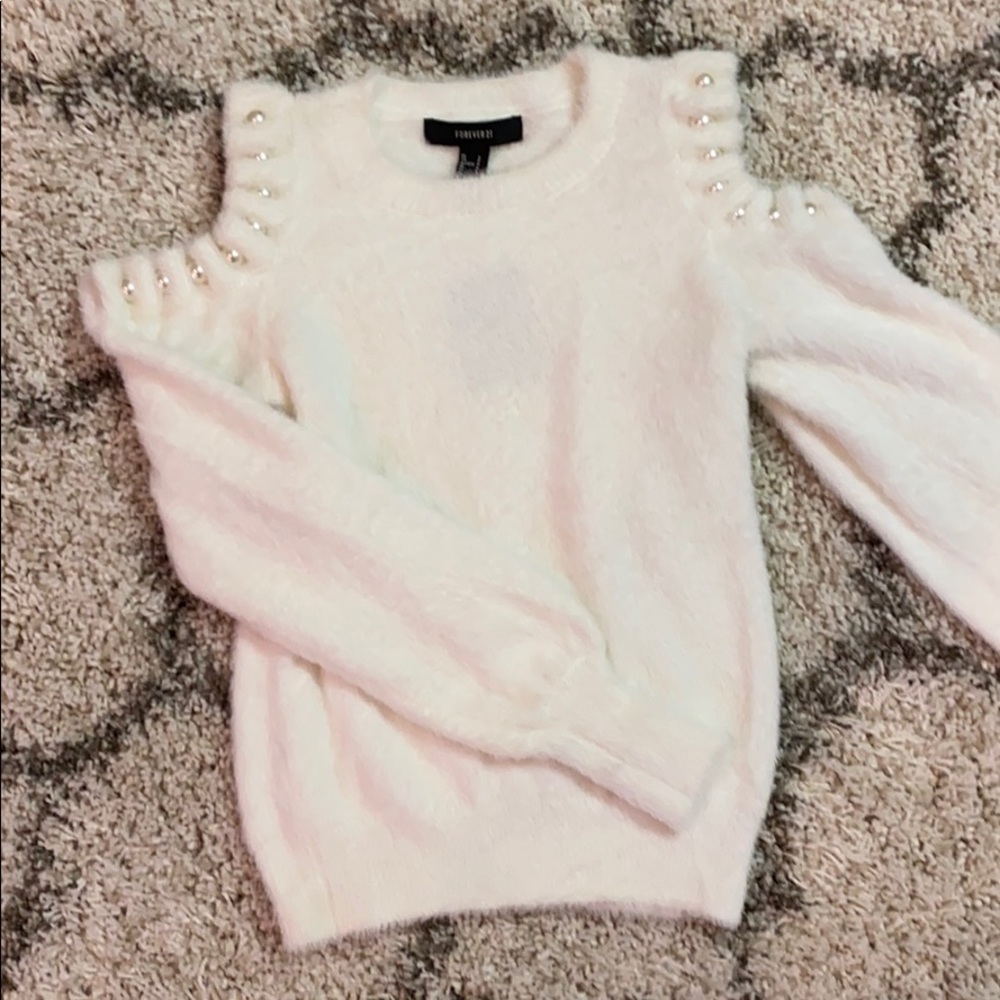 Fuzzy white sweater